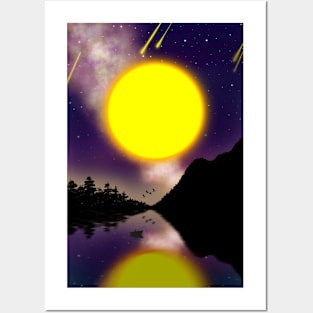 Super Moon Above The River Posters and Art